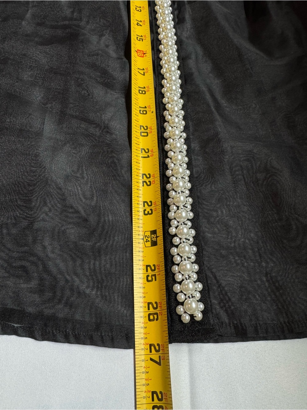 Boston Proper Black Sheer Pearl Embellished Button Down Blouse LG Goth Romantic - Picture 12 of 13